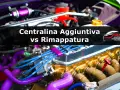 Motore elaborato con tubi viola e cavi blu. Il testo indica "Centralina Aggiuntiva vs Rimappatura", suggerendo un confronto tra metodi per ottimizzare le prestazioni del motore.