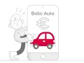 Un personaggio indica un'app su smartphone con un'auto rossa e il simbolo dell'euro, per gestire la decorrenza bollo auto.