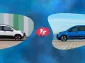 Bianca e blu Fiat Panda a confronto, due versioni con un motore affidabile.