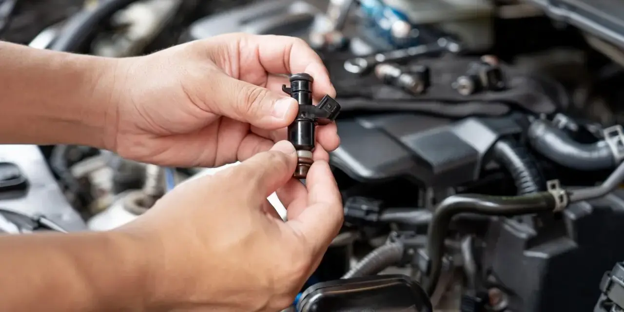 Mani che tengono un iniettore, componente essenziale per il corretto funzionamento del motore.
