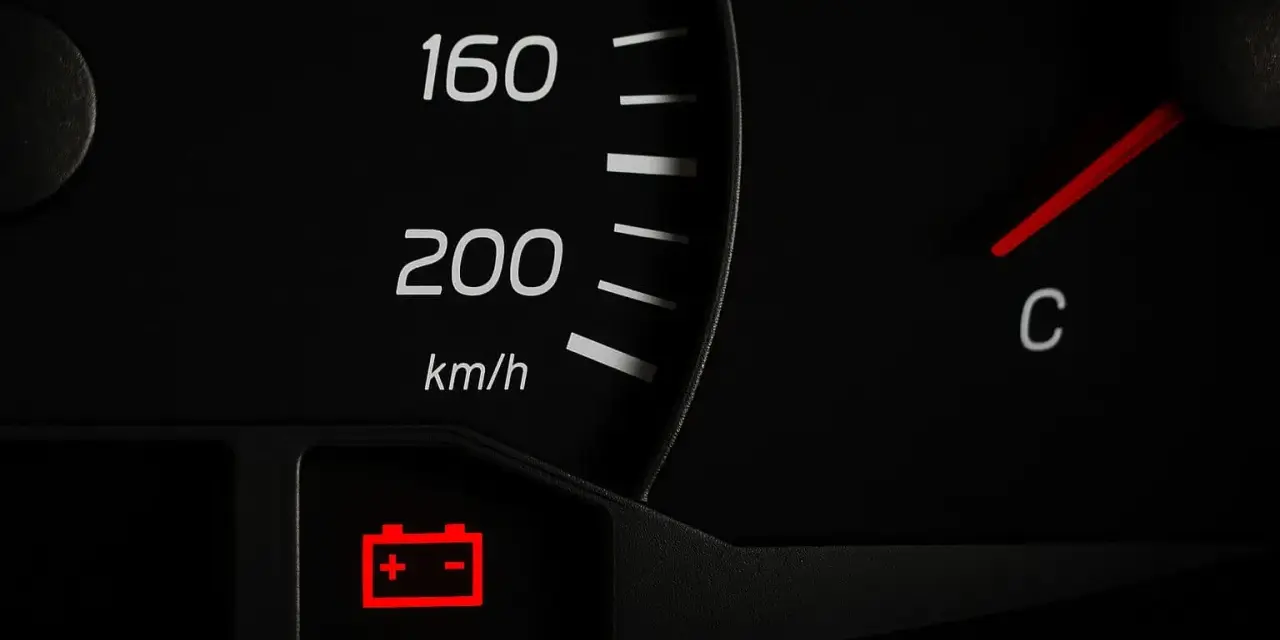 Spia rossa della batteria accesa sul cruscotto. Se la batteria è scarica il quadro si accende, segnalando un problema.