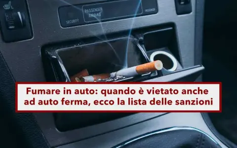 Sigaretta accesa nel posacenere dell'auto, con fumo che sale. Si può fumare in macchina? La legge dice che ci sono divieti.