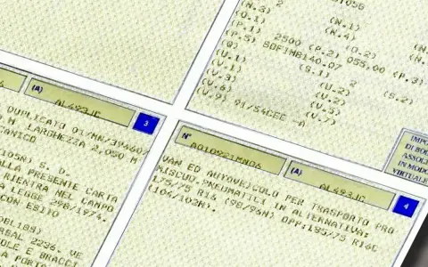 Dettagli tecnici e dati di immatricolazione per la lettura libretto auto.
