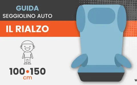 Guida seggiolino auto: il rialzo è ideale per bambini dai 7 anni in su, con altezza 100-150 cm, secondo la normativa.