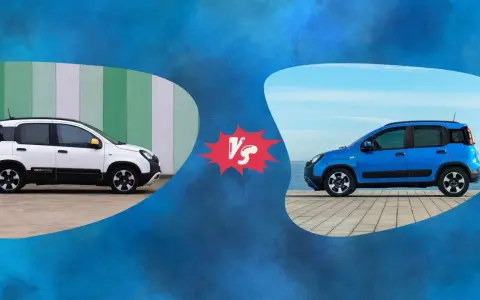 Bianca e blu Fiat Panda a confronto, due versioni con un motore affidabile.