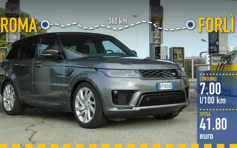 Range Rover Sport: il tagliando ogni quanti km? Viaggio Roma-Forlì, 360 km, consumo 7 L/100 km, spesa 41,80 euro.