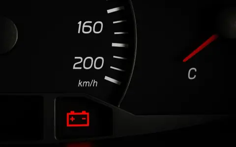 Spia rossa della batteria accesa sul cruscotto. Se la batteria è scarica il quadro si accende, segnalando un problema.