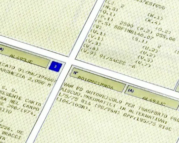 Dettagli tecnici e dati di immatricolazione per la lettura libretto auto.