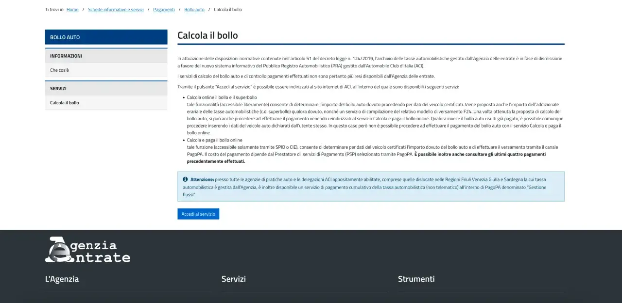 Verifica scadenza bollo auto con targa: calcola e paga online tramite ACI. Consulta anche i pagamenti effettuati.